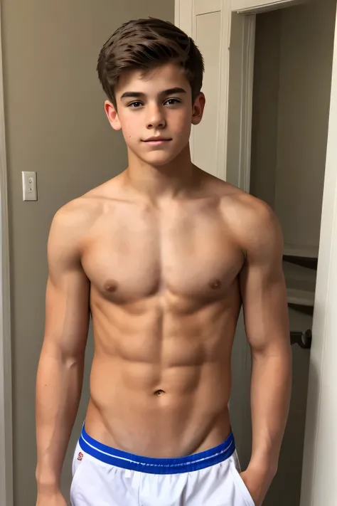 Shirtless older teen male.