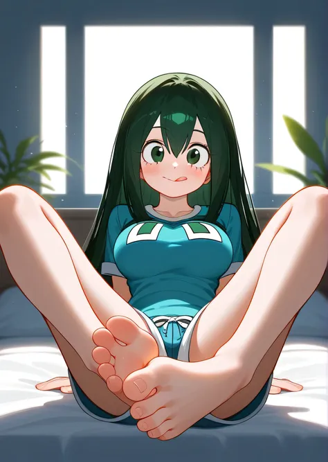 [asui_tsuyu], [boku no hero academia], ((masterpiece)), ((high res)), ((solo portrait)), ((front view)), ((full body)), ((foot f...