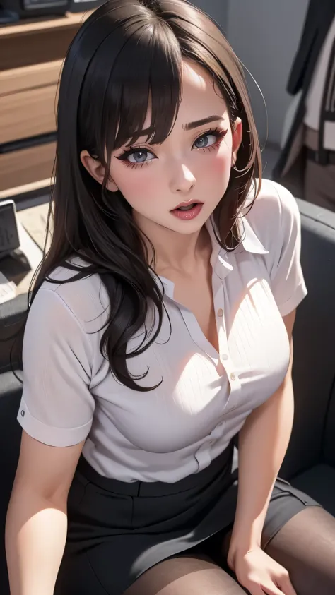 (middle-aged woman:1.2),office lady fashion,black pantyhose,(spread legs:1.2),(Thin type:1.8),(big breasts),(random hairstyle),(Highest image quality,(8k),ultra-realistic,best quality, high quality, high definition, high quality texture,high detail,beautif...