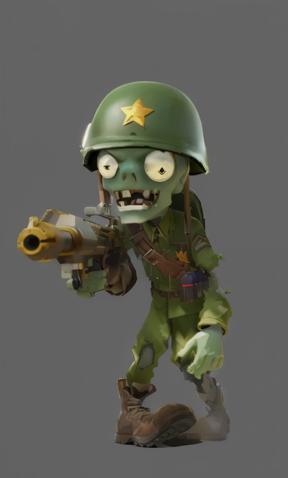 a close up of a cartoon Zombies with a gun, attack Zombies during worldwar 2, mario as a world war i Soldier, call of duty Zombiess, in the game image, sfm render, in the game, toon prosperity rendering, Zombies, Cartoon Rendering Keyshot, turbid, game cha...