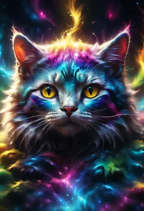 painting of a Cat with a colorful face and long whiskers, Beautiful Art UHD 4K, Highly detailed digital art in 4K, Cat. Digital Painting, 4K Detailed Digital Art, Detailed painting 4k, digital art 4k, Digital Art 4K, Digital Art 4K, colorful Digital Painti...