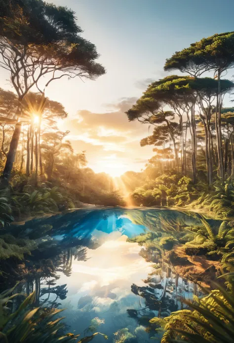 ((double exposure)) ((photography)) of the ((forest)) and ((sunrise)) and ((ocean)) blending together in the word ((africa)), ar...