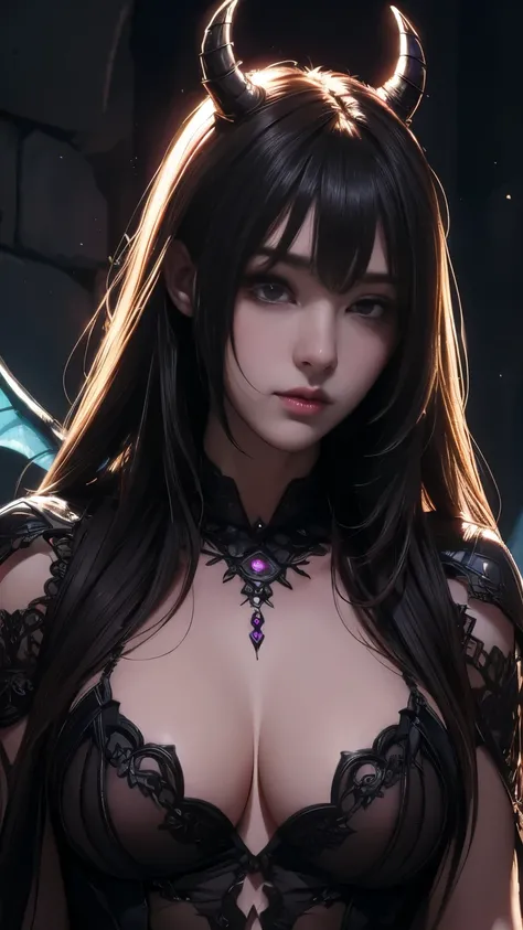 Are you okay、(Best illustrations)、8k resolution、Intricate details、最high quality、Realistic、Ultra-detailed、Best lighting、Best Shadow、Soft lighting、ultrahd、Dungeons and Dragon、Dungeons、Necromancer、night、magic、Dark Style、Succubus、Devil&#39;s Daughter、Bat Wings...