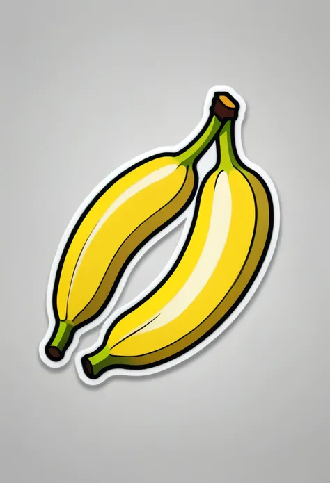 Create a banana sticker illustration inspired by the video game Cyberpunk 2077，With 2D graffiti effect. Stickers should not have a background, Only the banana shape and the white outline at the edge are obvious. All design elements must be contained within...