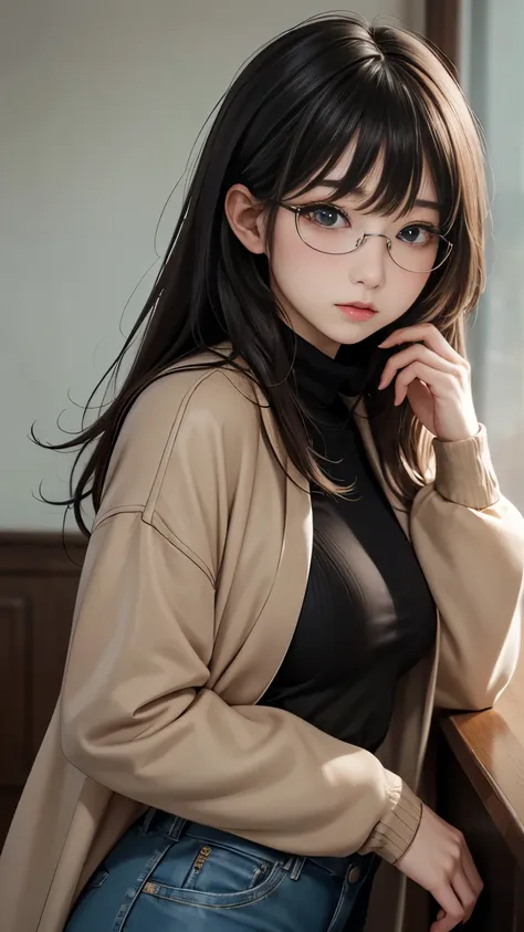 (最高qualityのディテール)、Realistic、8K Ultra HD、High resolution、(One Girl:1.2),(Fatal Beauty,Attractive beauty) ,(Glasses、Mysterious charm:1.1),(Big Breasts、Captivating silhouette),The 超detailedな、高qualityのテクスチャ、複雑なdetailed、detailed、非常にdetailedなCG、高qualityの影、detail...