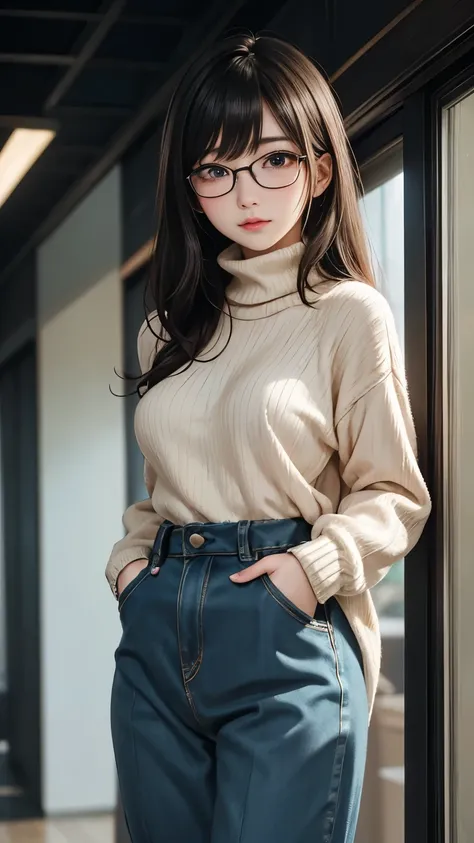 (最高qualityのディテール)、Realistic、8K Ultra HD、High resolution、(One Girl:1.2),(Fatal Beauty,Attractive beauty) ,(Glasses、Mysterious charm:1.1),(Big Breasts、Captivating silhouette),The 超detailedな、高qualityのテクスチャ、複雑なdetailed、detailed、非常にdetailedなCG、高qualityの影、detail...