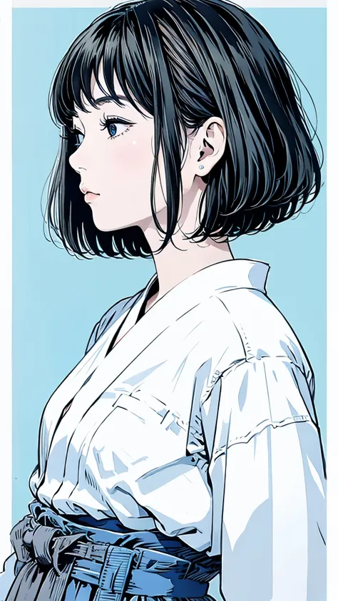 Master Painting、Highest quality、scenery、cumulonimbus、woman、Very depressive、Black Hair、Bobcut、Looking up、profile、Upper Body、White jersey、Mid-chest、Japanese、Burnt wheat-colored skin。