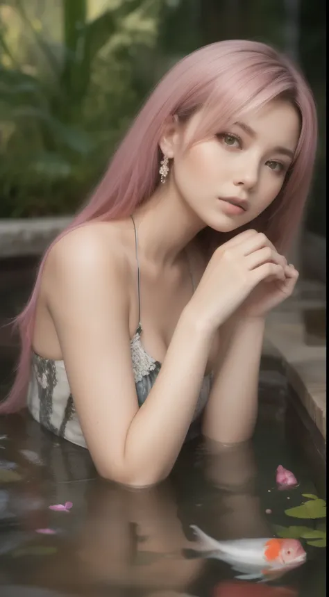 Masterpiece, Best picture quality, Shockingly realistic (Realism 1.4), (((A breathtakingly beautiful girl))), The figure is amazing, A little fatter, Pink Hair, Exquisite facial features, Charming shoulders, Ancient costume long skirt, Vivid Angle, Depict ...