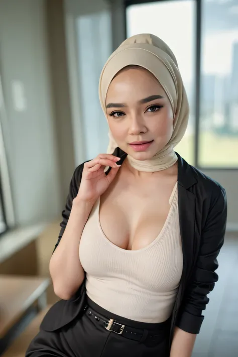 beautiful malay girl,exotic beauty,cute face,sparkling brown eyes,model posture,vibrant colors,office,,graceful posture,,enchanting smile,[warm sunlight],astonishing details,(best quality,highres),(realistic:1.37),portrait,photography,, 20 years old, very ...