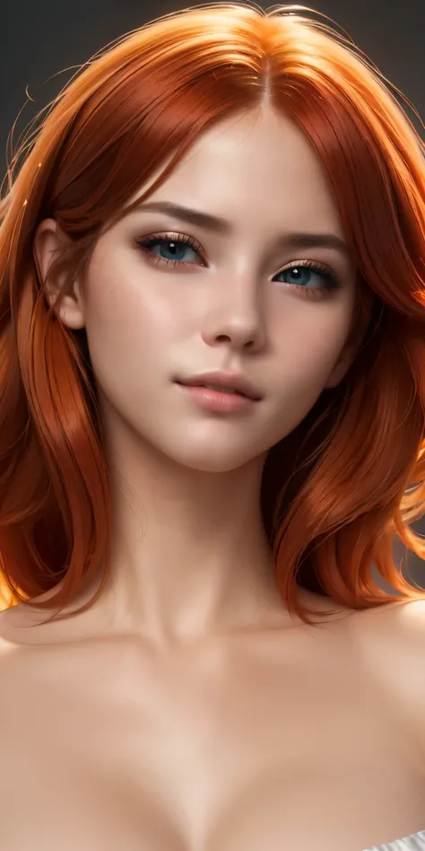(best quality, ultra-detailed, photorealistic: 1.39), bright and vibrant colors, studio lighting, romantic expression, just a girl with burning hair