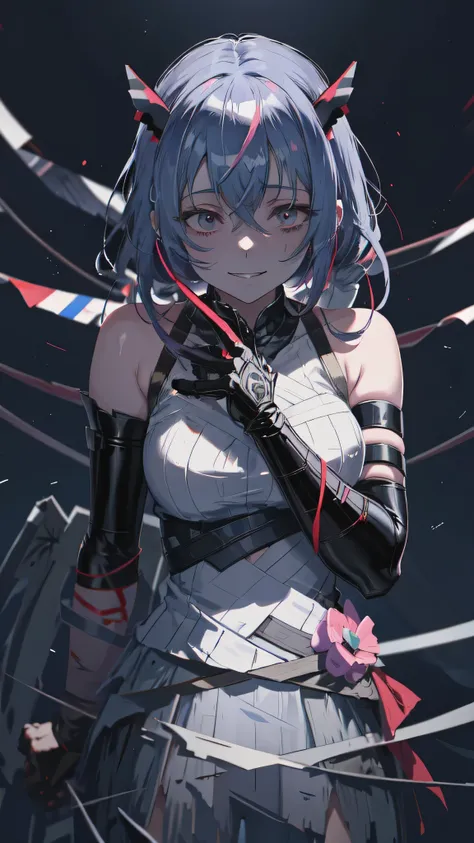 Anime Girls, gapmoe Yandere grimdark, gapmoe Yandere,, Yandere, Yandere intricate, portrait gapmoe Yandere grimdark, Anxious smile, [[[[smile wickedly]]]], Laughing lasciviously, Thrasher Smile Latex,elbow gloves