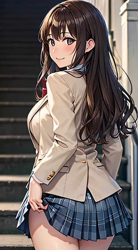 ((Tabletop, Highest quality, High resolution, , Pixel Perfect, 4K,))), 2 women, 、The whole body is visible、 ((Long Wavy Hair, bangs, Brown Hair)), ((Brown eyes, Beautiful eyelashes, Realistic eyes)), ((Detailed face, blush:1.2)), ((Smooth texture:0.75, Rea...