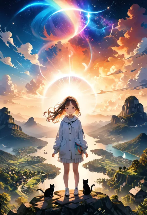 (Panorama, center, masterpiece, highest quality: 1.2), (8K、Raw photo、highest quality、look up:1.2、masterpiece:1.2、Genuineistic、Ultra-high resolution、High Contrast、Photon Mapping、Genuine、Very detailed、Official Art, Raw photo、professional Lighting、 Light、Vivi...