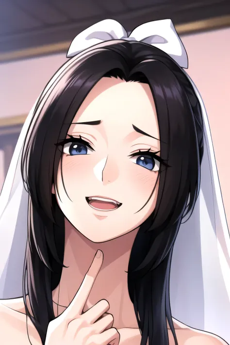 bride,veil,white bra, white bow,White-panties,1 girl,20 years old, ,large chest, young women,Fair Finger,fair long legs,fair colourpo,fair Nose,fair character design, perfects eyes, face perfect,expressive eyes, looking at the audience,(lead_colourpo),(Foc...