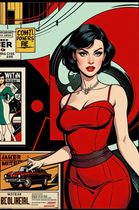 (work of art, best qualityer), 8 k wallpaper, highy detailed, posters, old spy movie, 1960s, sexy female hitman, short black hair, (shorth hair ) cinematic movie poster, Bauhaus, shapes, lines, abstrato, propaganda, mid century modern, movie poster, vintag...