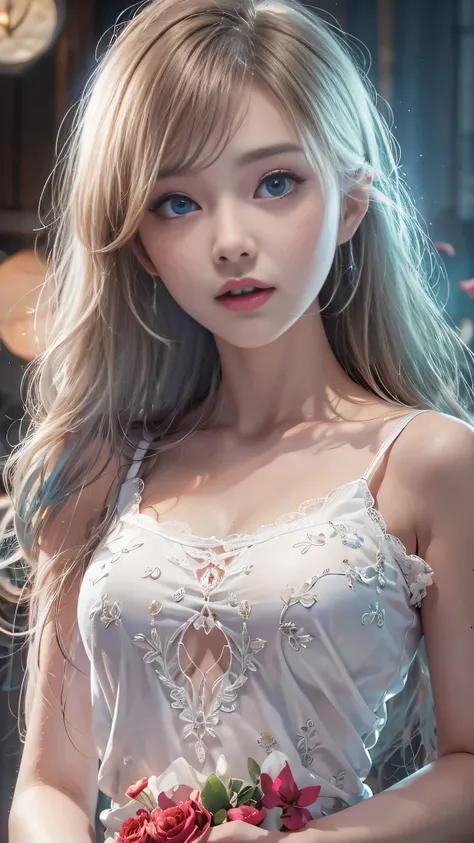 (Girl in a semi-transparent one-shoulder white miniskirt dress), (フォトRealistic:1.4), (ハイパーRealistic:1.4), (Realistic:1.3), (Smooth lighting:1.05), (Cinematic Lighting Quality Improvements:0.9),. 32K, 1 Girl,20 year old girl, Realistic lighting, Backlight, ...