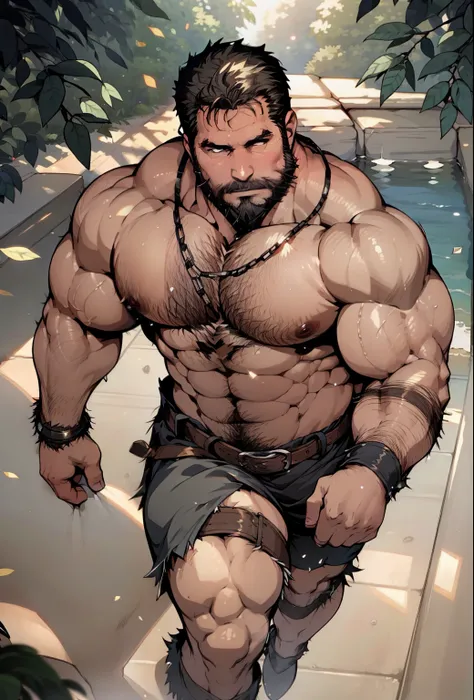 (centaur man,torso of man, body and legs of horse),30 years old,(black hair and full beard),(best quality, 4k, 8k, high resolution, masterpiece: 1.2), detailed facial features, spectacular lighting, from above, anatomically correct, super detail, muscle, g...