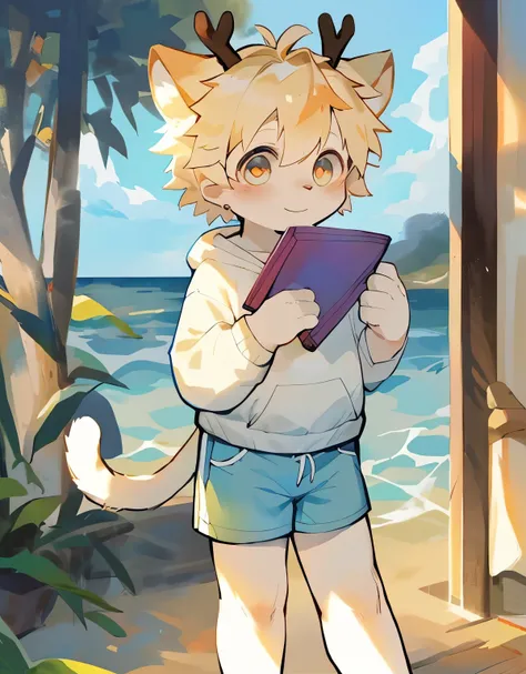 A masterpiece, best quality, Perfect anatomical structure, Bright Eyes, Big watery eyes, From milkytiger1145, author：K0BIT0WANI,Pino Deheny, Carney announced, milkytiger1145, Dagasi, Yes， （boy，Toddler，Shota，Cat，cute，cute，8 year-old，young，antlers，stand up，B...