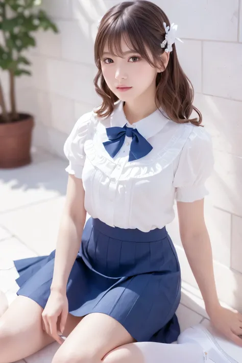 (masterpiece), (最high quality), (Very detailedな), (Best Shadow), (photoRealistic:1.4), Frilled blouse, skirt, white ankle socks, high quality, masterpiece, Very detailedな, High resolution, 4K, 超High resolution, Detailed Shadows, Ultra-realistic, Dramatic l...