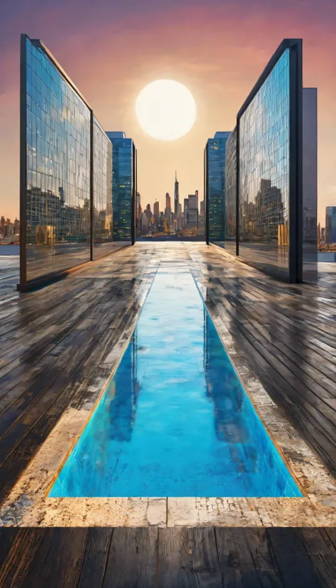 (best quality,4K,8k,highres,master part:1.2),ultra detali,(Realistic,photorrealistic,photo-realistic:1.37),White and black photos of a city with a blue water,Contemporary collage,animated gifs,cloaks,flowy,yankeecore,relevo,monocromatic,patterns,urban deca...