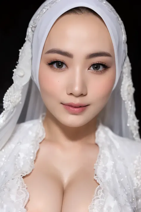 ((realistic lighting, best quality, 8k, masterpiece: 1.3)), clear focus: 1.2, 1 indonesian hijab girl, lolita 15 years old, perf...