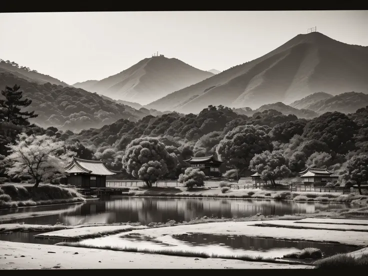 Rural scenery in the Edo period　Color：Black and White