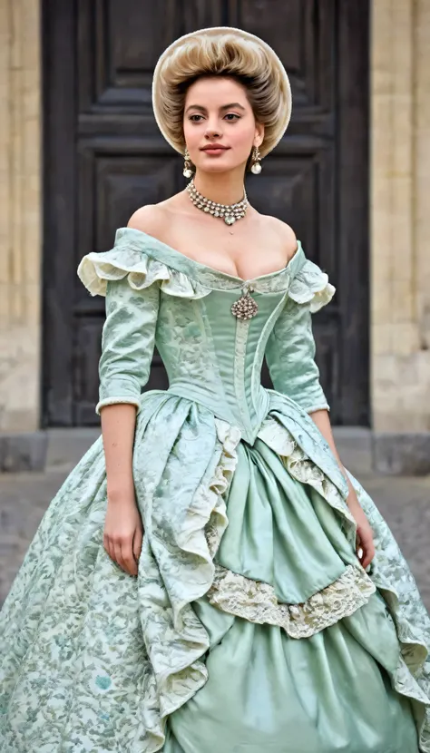 Full body shot, In the mid-16th century, the neckline disappeared and raised collars appeared. Shoes and fluffy skirts are in fashion; real fashionistas and fashionistas began to use perfume. Later, France begins to dictate fashion again. Laws of beauty ap...