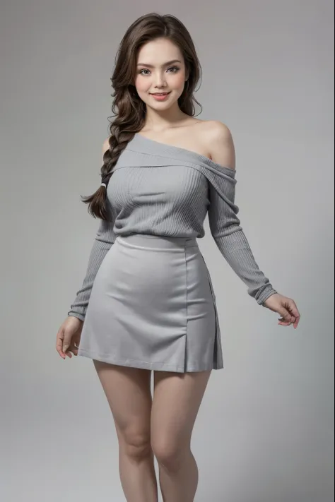 adorable, 1 girl, solo, 10 years old, baby face, happy, (face details: 1), (eye details:1), ((medium breasts)), slim body, tube top, (tight pastel dress:1.4), Cute posed, proportional body, Ultra High Res, realistic: 1.4, UHD, (Upside-down fishtail braid H...