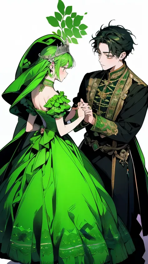 Princess、Green Long Dress、Dance、smile