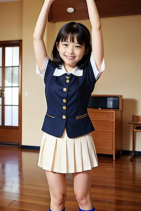 10 year old female,girl,smiling elementary school student,child,baby face,young girl,side tail,black hair,watching the photograp...