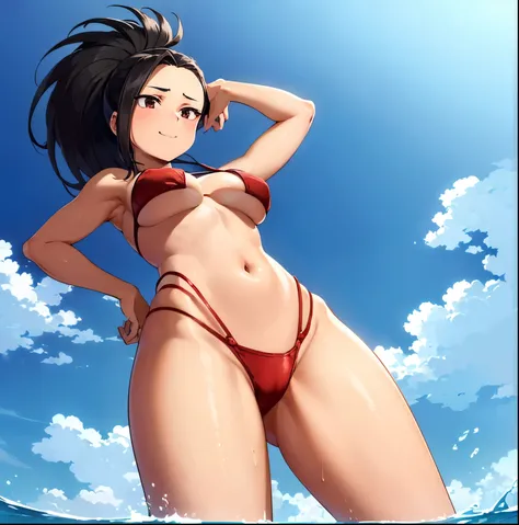 ((1girl)), ((alone)),yaoyorozu momo, ((extremely detailed CG unity 4k wallpaper)), (masterpiece), (ultra quality), (ultra detailed), (best illustration), (best shadow), (extremely detailed), looking at viewer, (absurdities), (detailed background), curvy bo...