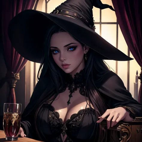 1girl,beautiful detailed eyes,beautiful detailed lips,extremely detailed face and eyes,long eyelashes,witch,young apprentice,bed,drinking potion,lesbian love,chiaroscuro lighting,dramatic lighting,cinematic,highly detailed,photorealistic,8k,masterpiece,dig...