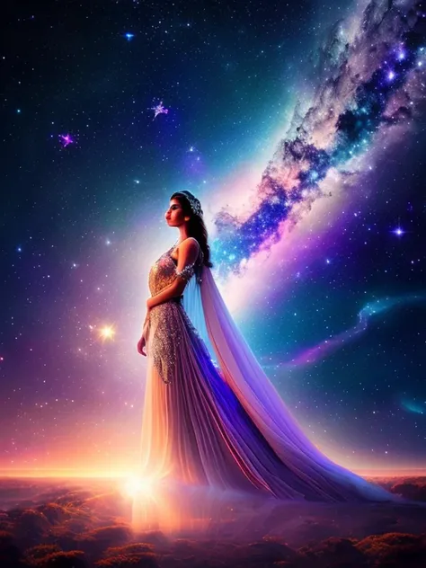 The Cosmic Echoes, Quiet Moments, Quiet Dawn, Journey Into Space, Mystical Dreamer, Inner Beauty, Starlight and You, Space Princess, Floating Through Space, ((masterpiece, best quality, digital imaging, high resolution photography))