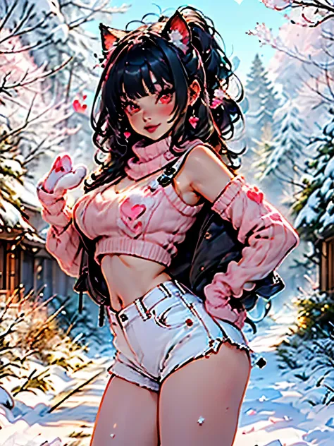 explorer girl,1girl,((extremely cute and beautiful black haired explorer girl)),(((18 years old))),(large breasts:1.4),((((black hair:1.35,absurdly long unkempt hair,ponytail black hair,bangs,colored inner hair,ear breathing)))),(((red_eyes:1.3))),intricat...