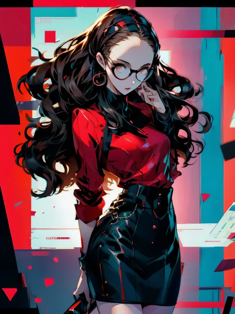 in the art style of persona5, (masterpiece:1.2, highest quality), (Realistic, photoRealistic:1.4), Beautiful illustrations, (Natural Side Lighting, Cinema Lighting), Written boundary depth, Beautiful thighs staring at the viewer, 1 female, 20-year-old, alo...