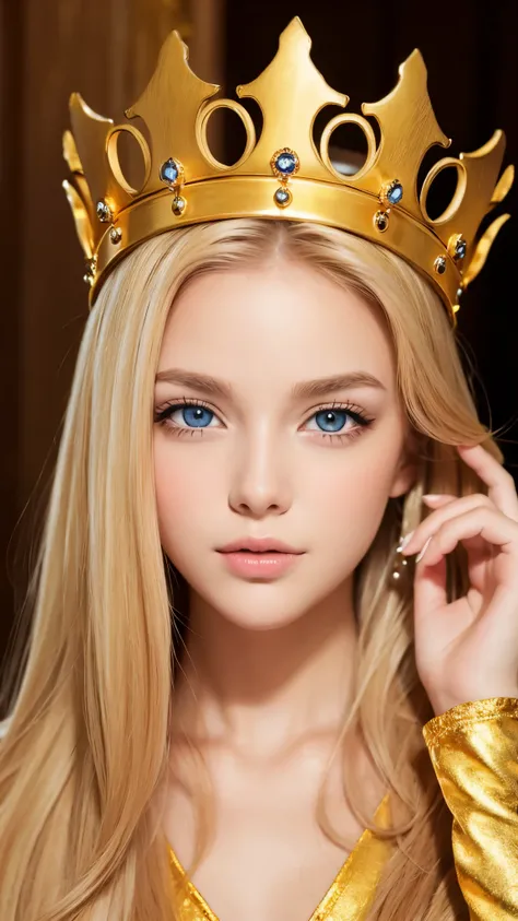 Blonde, Golden Eyes, crown, 