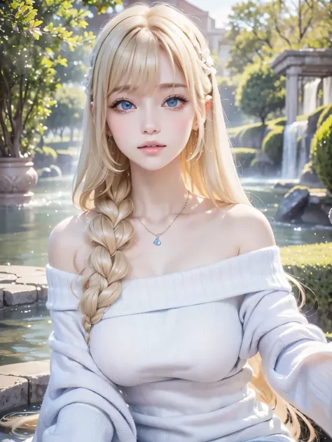 1 girl, cute face, art style, beautiful white and shining skin、blonde hair changes color depending on how the light hits it.、lon...