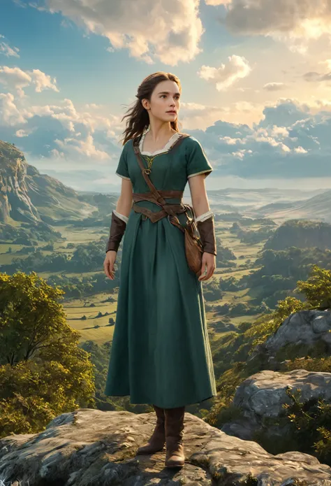 16K, Extensive details, ((Intricate details))) Vast Sky,Many trees with intertwined trunks々Field,Beautiful sky,Level 15,Rocky surface, (Realistic), art (((Claude Lorraine))), J.R. Tolkien type [Sharp focus], (High resolution), (8k), (Gigapixel), (masterpie...