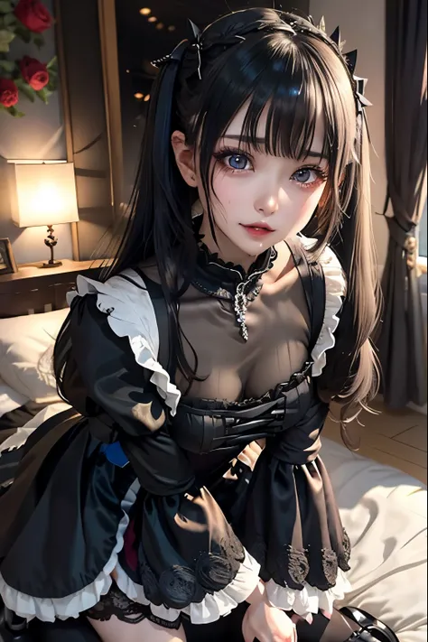 ハードなDark Gothicメイク、Black dark eyeshadow、sad、Good skin radiance、Dark Gothicメイク、Dark smile、palace、The beauty of fragrance、24-years-old、Expressions of intense sexual pleasure、Embarrassed look、Dark Gothic、Highest quality、Expression of sexual pleasure without p...