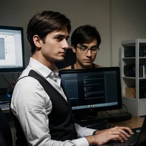 A programmer with his sophisticated computer