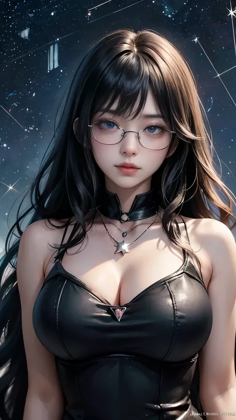 (最高qualityのディテール)、Realistic、8K Ultra HD、High resolution、(One Girl:1.2),(Glasses、Fatal Beauty,Attractive beauty) ,(A supple and powerful physique),(Sensual charm),(Mysterious charm:1.1),(Big Breasts、Captivating silhouette),The 超detailedな、高qualityのテクスチャ、複雑なd...