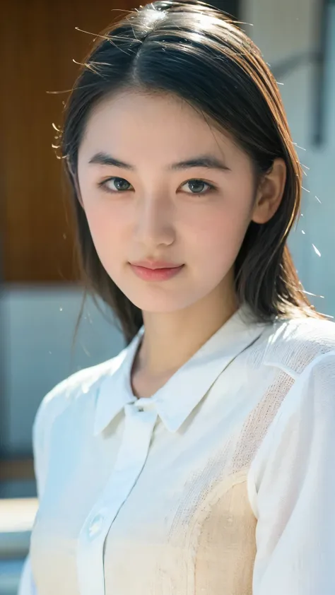 Everything modern:1.66, Cute Japanese Women Photos, smile, 20-year-old, Oil and hair palm for one-length straight hair:1.55, (photo Realistic:1.4), (hyper Realistic:1.4), (Realistic:1.3), (Smoother lighting:1.05), (Improving the quality of cinema lighting:...