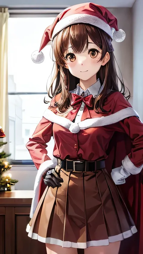 Sayuogiwara, Sayu Ogiwara, Next to the chestnuts, (Brown eyes:1.5), Medium Hair,High quality anime girl with brown hair and brown eyes.、[3Dimage:1.25],[[Attractive eyes,Detailed Eyes、Shining Eyes, Colorful eyes:1.1]],Absolute References、Cowboy Shot,(Thin f...