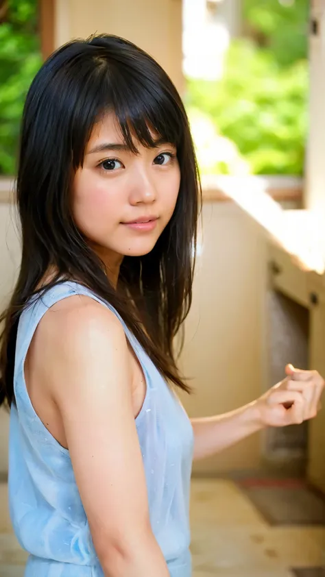 Everything modern:1.66, Cute Japanese Women Photos, smile, 20-year-old, Oil and hair palm for one-length straight hair:1.55, (photo Realistic:1.4), (hyper Realistic:1.4), (Realistic:1.3), (Smoother lighting:1.05), (Improving the quality of cinema lighting:...