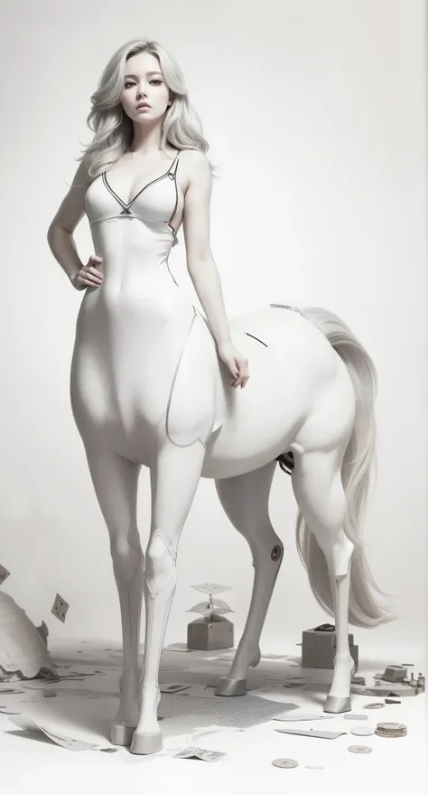 1 Centaur girl，Four legs，Perfect body proportions，(10, masterpiece, best quality), Extremely detailed, Beautiful eyes and beautiful details, Beautiful and delicate face, high quality, high resolution, Beautiful hairstyle, Realistic eyes, Beautiful detailed...