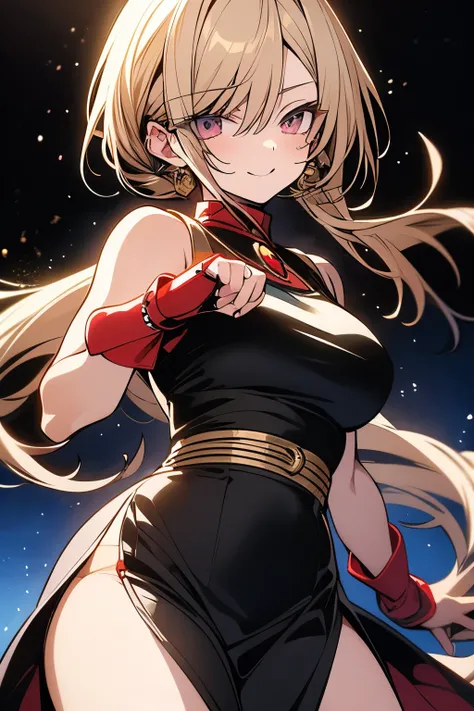 anime style, martial arts fighter in party outfit, dress for party.