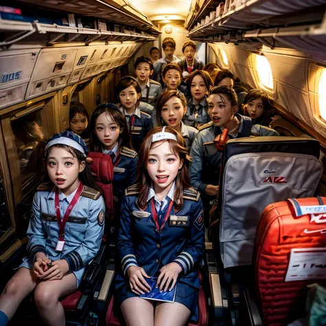 SFW,  ExtremelyDetailed (((Air crew Kids group in Kidzania:1.4))), Childish perfect face, Reflective Eyes, Detailed(Delicate Clothing textures), Corrected Leg to Foot Line, Dynamic Joyful Expressions LifeLike Rendering, ((Specular Reflection:1.28)), TopQua...