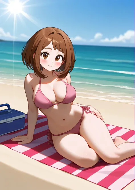 [ochako uraraka], [Boku no hero academia], ((masterpiece)), ((high res)), ((solo portrait)), ((front view)), ((full body)), ((feet visible)), ((HD)), ((detailed shading)), ((intricate details)), {(attractive figure), (rosy cheeks), (cute round brown eyes),...