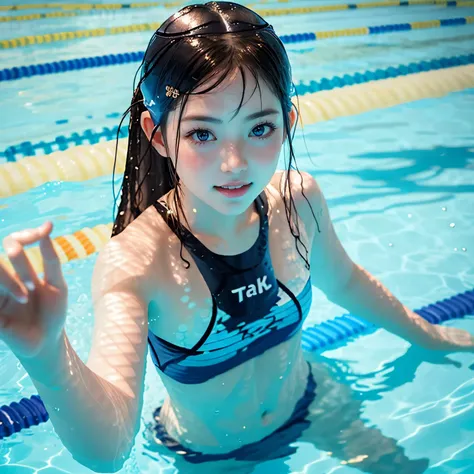 sfw,  extremelydetailed (((swimming club kids group:1.4))), childish perfect face, reflective eyes, detailed(delicate clothing t...