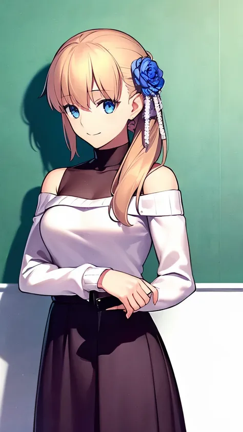 ((Highest quality)), ((masterpiece)), (detailed), One girl, Off-the-shoulder sweater,